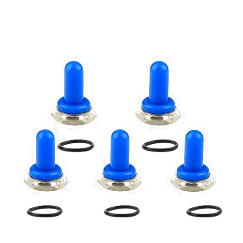 ESUPPORT Blue 12mm Rubber Rocker Toggle Switch Knob Hat Waterproof Boot Cover Cap Dustproof Oil Resistant Pack of 5