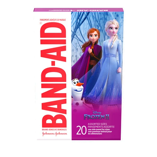 Band-Aid Brand Adhesive Bandages for Minor Cuts and Scrapes, Featuring Disney Frozen Characters, Assorted Sizes 20 ct