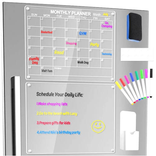 Jibeufi Acrylic Magnetic Calendar for Fridge, 16
