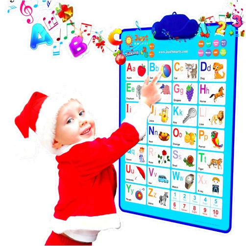 Just Smarty Interactive Alphabet Wall Chart | Talking ABCs & 123s Music Poster with Interactive Light | Toddler Alphabet Learning | Best Educational Gift for Boys & Girls Ages 2 3 4 5 | Letter Sounds