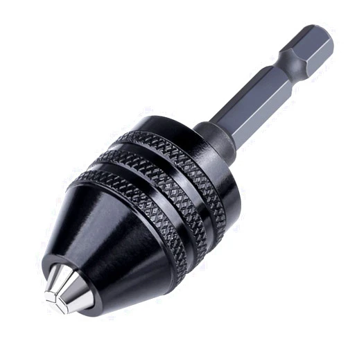 Hymnorq Keyless Aluminum Alloy Black Mini 3-Jaw Drill Chuck Screwdriver Adapter with Quick-change 1/4