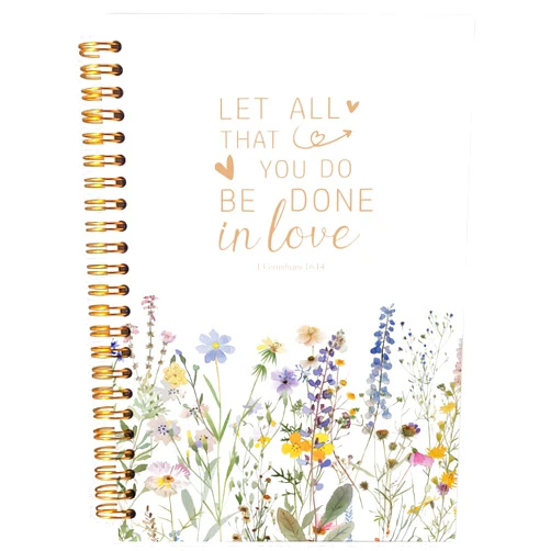 BESERH Floral Christian Notebooks for Women, Let All that You Do Be Done in Love Bible Journaling Notebook, Prayer Journal for Woman, Church Notes Notebook, Hardcover Spiral Notebook 5.5x8.3 Inch