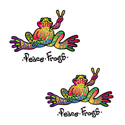 DXNQ 2 PCS Peace Frog Car Stickers, Multi-Color Vinyl Peace Frog Auto Sticker with Sign Decal, Outdoor Rated Peace Frog Decals for Vehicles Windows Laptops, Car Accessories (02)