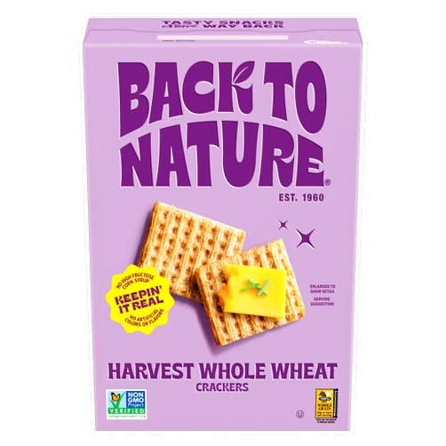 Back To Nature Harvest Whole Wheat Crackers, Dairy Free, Non GMO, 7 Ounces (Pack Of 12)