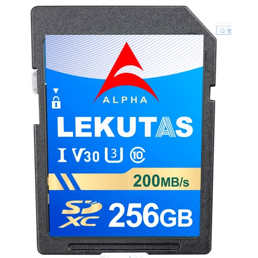 Lekutas 256GB SDXC UHS-I Memory Card - Up to 200MB/s Read Speed, C10, U3, V30, 4K UHD, Full-HD & 4K Video SD Card for Canon Nikon Sony Fujifilm DSLR Cameras or Mirrorless Cameras