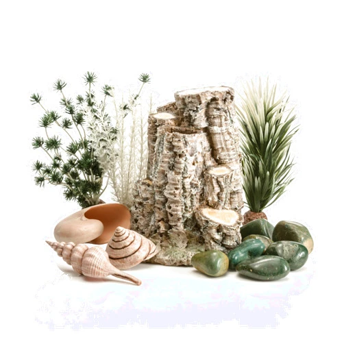 biOrb Forest Rhythm Décor Set, Silver/Green/Natural, Fish Friendly Décor for Aquariums