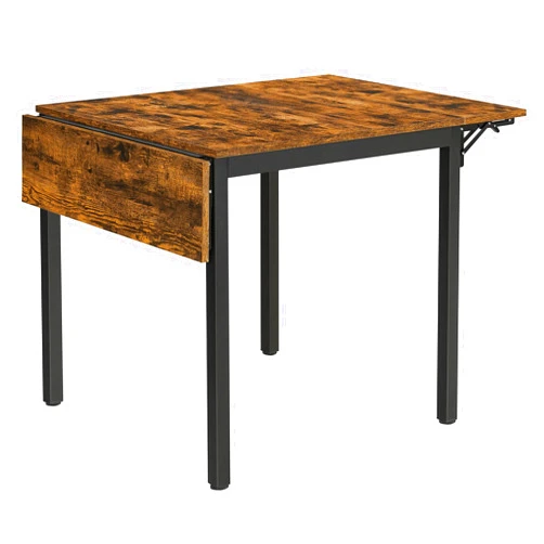 VASAGLE Folding Dining Table, Drop Leaf Extendable, for Small Spaces, Seats 2-4 People, Industrial, 33.3 x 30.7 x 30 Inches,Brown