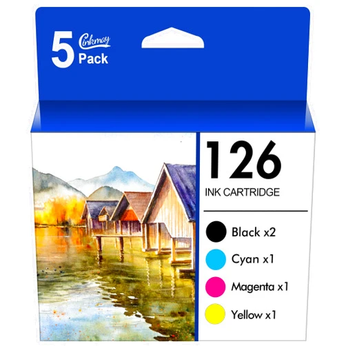 LINKMAY 126 Ink Cartridges Remanufactured Replacement for Epson 126 Ink Cartridges 126 T126 to use with Workforce 435 520 545 635 645 WF-3520 WF-3530 WF-3540 WF-7010 WF-7510 Stylus NX430 Printer (5 Pack)