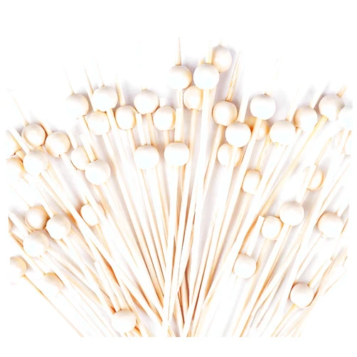 SEANSDA 200PCS Cocktail Picks, Fancy Cocktail Toothpicks for Appetizers Picks, Bamboo Cocktail Skewers for Appetizers Wedding Party Toothpicks, Food Picks for Appetizers - Wooden Pearl (4.7 Inch)