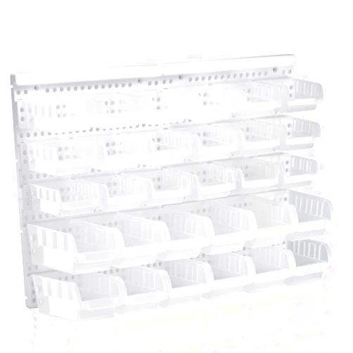RIVTUN Transparent Garage Organizer Bins, 30PCS Wall Mounted Storage Small Parts Bins With White Pegboard to Store Nuts,Bolts, Screws, Nails