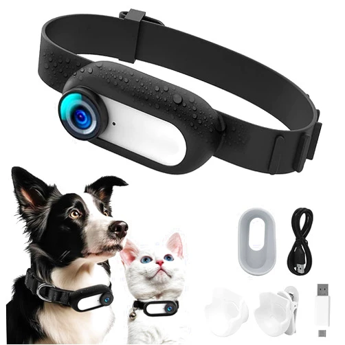 Kestanlora HD 1080P Cat Camera Collar with Video Record Wireless Mini Sport Cam,Small Action Cameras,Body Camera for Pet Supplies/Stuff,Outdoor/Inoor Birthday Gift No WiFi