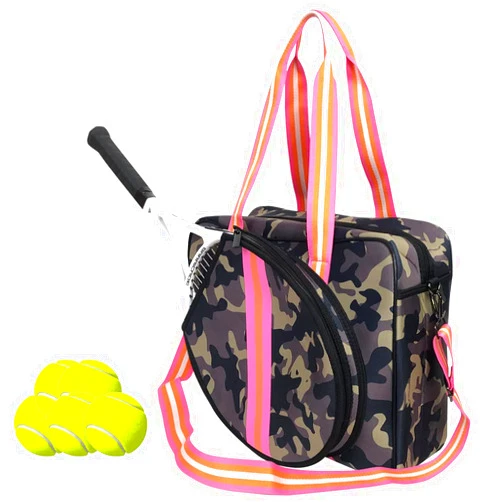 Doksmeria Tennis Bags for Women, Waterproof Tennis Racket Bag with Removable Shoulder Strap & Bottom Pad, Large Tennis Tote Bag for Tennis racquet, Pickleball, Badminton and Other Accessories