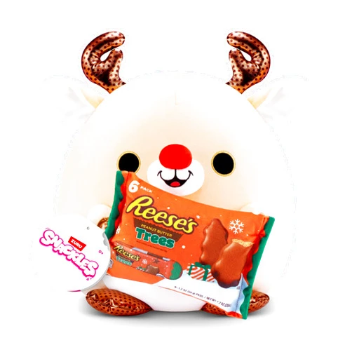 Snackles Christmas Reindeer & Reeses Peanut Butter 14 Inch Plush by ZURU, Ultra Soft Plush, Collectible Plush with Real Licensed Brands, Stuffed Animal, Giftable, Holiday