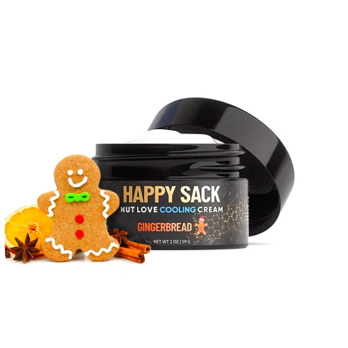 Derm Dude Happy Sack Ball Deodorant & Anti Chafing Cream for Men | Formulated With All-Natural DeoPlex for Odor Control | Aluminum Free Nut Love Cooling Cream - Gingerbread Scent, 2 oz (1 Pack)