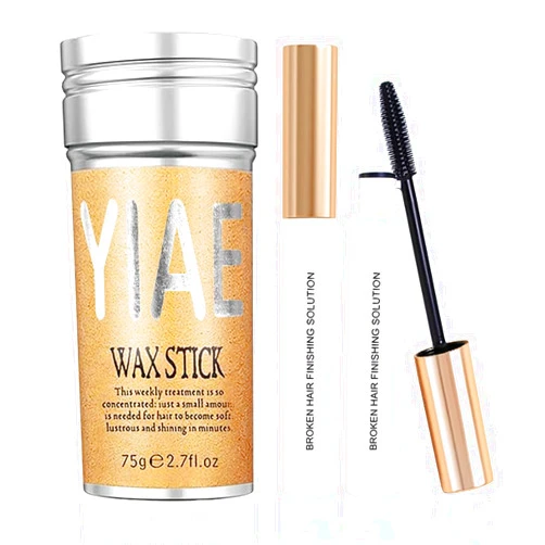 YIAE Hair Wax Stick and Hair Finishing Stick Set, YIAE Wax Stick for Hair Slick Stick, Non-greasy Pomade Slick Stick for Flyaways Edge Frizz Hair and Edge Control（75 g+15 ml *2）