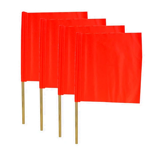 Eastern Metal Signs & Safety Eastern Metal Signs and Safety 18 Inch Fluorescent Vinyl Warning Direction Safety Flag with 30-Inch Wooden Dowel, Orange (Pack of 4)