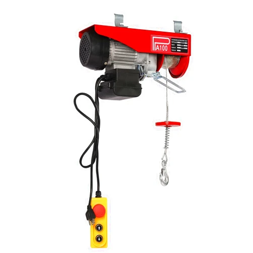 MUSESPANI 110V Lift Electric Hoist Crane Remote Control Power System, Electric Hoist Zinc-Plated Steel Wire Overhead Crane Garage Ceiling Pulley Winch w/Emergency Stop Switch+2 Straps (220lbs)
