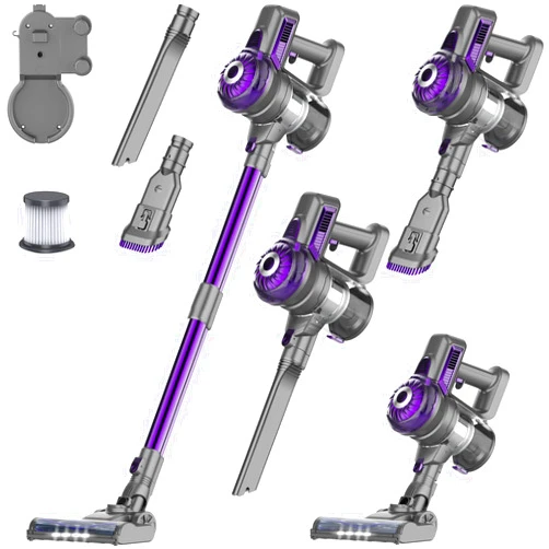FUNCCUBE Cordless Vacuum Cleaner, Vacuum Cleaners for Home, 38KPA 400W Stick Self-Standing Handheld Portable Rechargeable Battery Pet Hair Hardwood Floor Vac, Household Lightweight Hand Vac, S2 Purple
