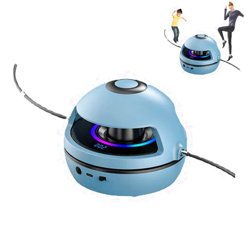 WMM Electronic Fitness Jump Rope Portable Motorized Rope Skipping Hopper Game No-Rope Design, Having Fun Exercising with Smart Jump Rope Machine Equipped with 10 Speeds & Jump Counter(Blue)