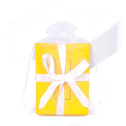 Hopttreely 100pcs Sheer Organza Gift Bags, 6 x 9 inches Christmas Wedding Shower Party Favors Gift Drawstring Bags Large Mesh Jewelry Pouches, White Fruit Protection Bags