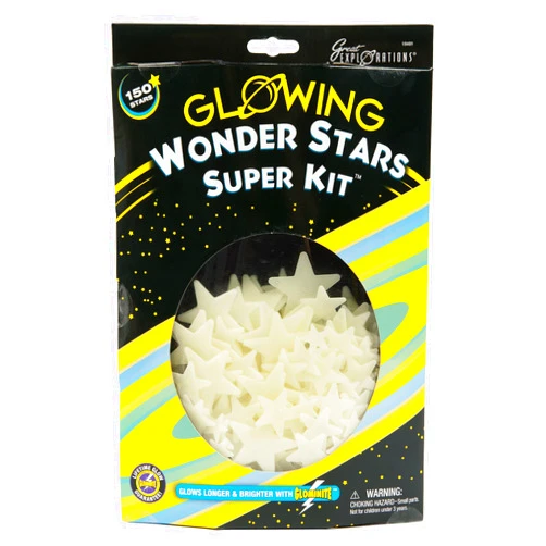University Games Great Explorations: Wonder Stars Super Kit, Glow In The Dark Ceiling Stars. 150 Pieces In 4 Sizes Reusable Sizes