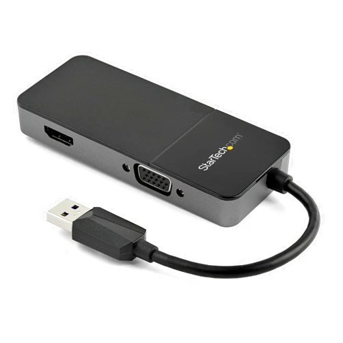 StarTech.com USB 3.0 to HDMI and VGA Adapter - 4K/1080p USB Type-A Dual Monitor Multiport Adapter Converter - External Video Graphics Card for Multiple Screens - Multi Display USB Adapter