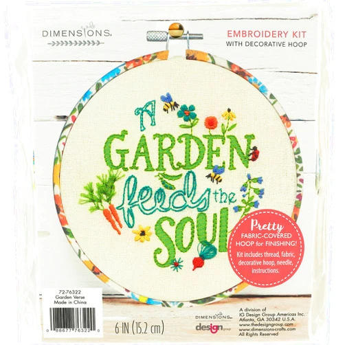 Dimensions Garden Verse Embroidery Starter Kit for Beginners, 6