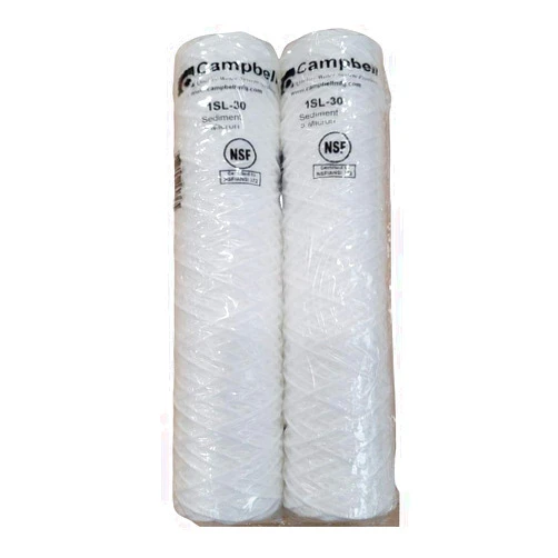 Generic 1SL Sediment Removal Cartridge 2-Pack for Campbell Housings (1PS/2PS), 5 Micron Filter Rating, Diamond-Wound Polypropylene Fiber and Core, 9-3/4 x 2-1/2 Inches