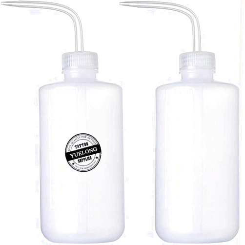 Yuelong Plastic Squeeze Bottle,2Pcs Safety Wash Bottle 500ml Convenient Green Soap Supply Tattoo Squeeze Bottle with Scale Labels Watering Tools for Medical Label Tattoo Supplies(500ml,16oz,1 Bottle)