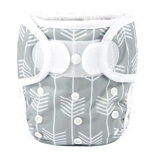 Sigzagor Baby Cloth Diaper Cover Nappy Hook and Loop Double Gusset 6.6lbs to 33lbs (Grey Arrow) One Size