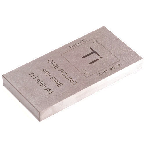Unique Metals Titanium Bar - 1lb Laser Engraved .999 Pure Bullion Bar Chemistry Element Design by Unique Metals