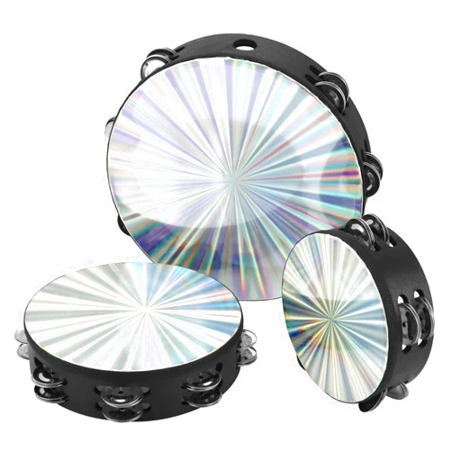 QWORK 3-Pack Wood Church Tambourine Set for Adults - 6
