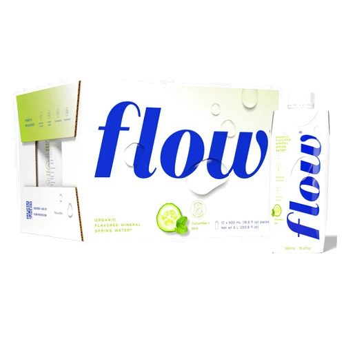 Flow Alkaline Spring Water - Cucumber and Mint Flavored Naturally Alkaline Water With Electrolytes And Essential Minerals - Eco-Friendly Pack, BPA-Free, Non-GMO. 12 Pack of 16.9 FL Bottles