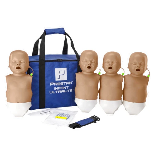 Prestan Infant Ultralite CPR Training Manikin with CPR Feedback, 4-Pack, Dark Tone