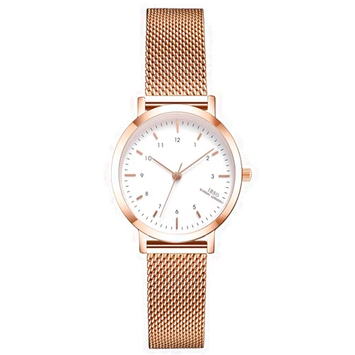 IBSO BOERNI AIBISINO Women Stainless Steel Band Watches Ladies Quartz Wristwatches Waterproof Mesh Bracelet Watch Relogio Feminino (3639 Rose Gold)