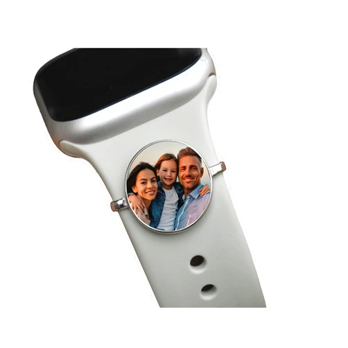 Tiffani Link Designs Personalized Custom Watch Band Charm Photo Compatible with Apple Watch Samsung Fitbit 20mm 22mm 38mm 40mm 41mm 42mm 44mm 45mm 49mm Band Strap (Circle)