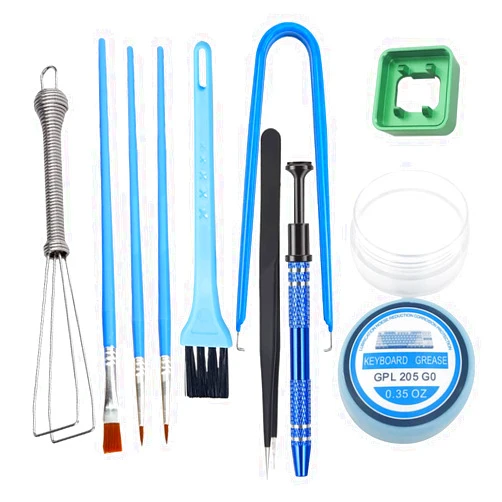 Generic 10 Pieces Keyboard Lube Kit Come with 0.35OZ GPL 205G0 and 2 in 1 Switch Opener for Cherry Mx Gateron Switches Contains Keycap Puller Switch Puller Stem Holder Lube Brush Tweezers