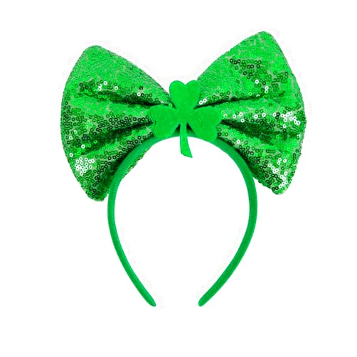Furimuk St. Patrick's Day Headbands Green Bow Hair Hoops Irish Shamrock Costume Clover Hair Accessories for Women and Girls