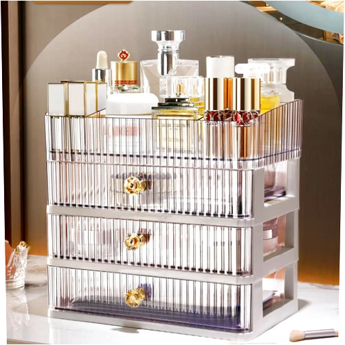 MIUOPUR Makeup Organizer with 3 Large Drawers, Countertop Organizer for Cosmetics, Ideal for Bathroom and Bedroom Vanity Countertops, Desk Storage Holder for Lipstick, Brushes and Nail Polish