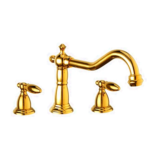 CXYG-Faucet Bathroom Basin Faucet, All-Copper Split Three-Piece Faucet, Antique Hot and Cold Double Control Mixer Kitchen Mixer Tap (Color : Gold)