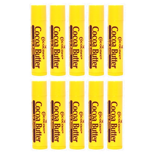 Cococare Cocoa Butter Lip Balm - The Little Yellow Stick Enriched with Natural Cocoa Butter - Conditions & Protects Lips with Hydrating Formula - 0.15oz (10 Sticks)