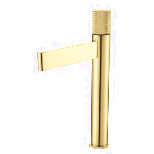 Wjnvfioo Basin Faucet Hot Cold Mixer Sink Tap Bathroom Waterfall Spout Deck Mounted Single Handle Wash Tap Gold B-High