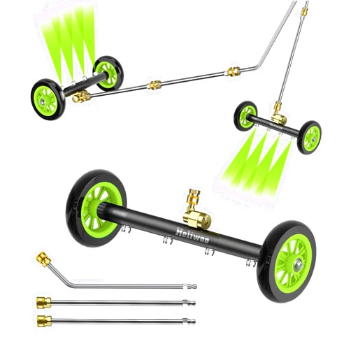 Heliwoo Undercarriage Pressure Washer Attachment 16 Inch Power Washer Water Broom with 4 Nozzles Dual-Function Pressure Washer Undercarriage Cleaner With 3 Pieces Extension Wand 4000 PSI