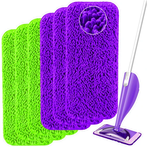 Aifacay Reusable Mop Pads Compatible with Swiffer Wet Jet Mop, Wet Jet Pads Refills Microfiber Mop Pads Wet & Dry Use Mop Replacement Pad for Swiffer Wetjet Cleaning Supplies-6 Pack