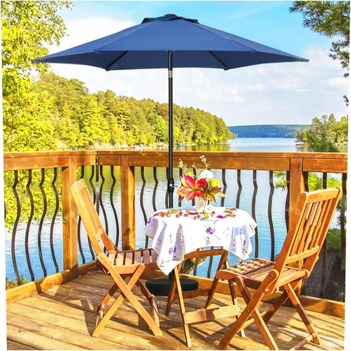 Bed Bath & Beyond Autlaycil 9ft Patio Outdoor Patio umbrella With Push-Button Tilt & Crank Navy Blue