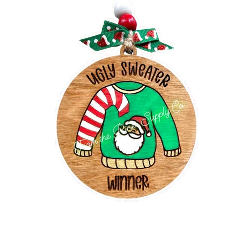 From the Pines Supply Co Ugly Sweater Winner Christmas Tree Ornament | Holiday Party Contest | Costume Contest Award | Christmas Party Door Prize