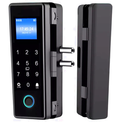 LeadwayTek Smart Lock Fingerprint Glass Door Lock with Keypad Doorbell Function Fingerprint Password Access Card App Remote Control 5 in 1 Unlock Electronic Door Lock Punch
