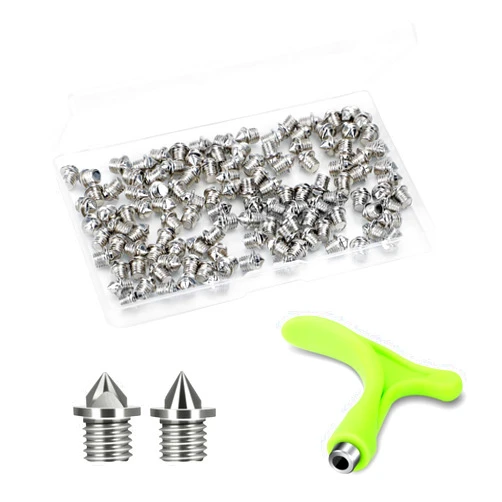 Nuolifee 1/8 Inch Track Spikes, 120 Pieces Steel Shoe Spikes Replacements and Spike Wrench for Sports Running Track Shoes