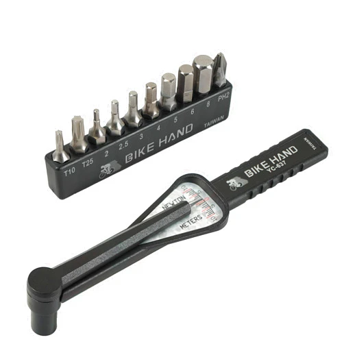 BIKE HAND BikeHand Economical Bicycle Bike 1/4 Inch Driver - Torque Wrench Allen Key Tools Socket Set Kit 2-10Nm