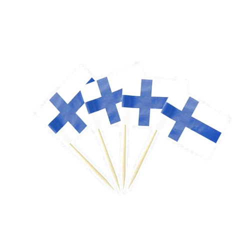 Mflagperft Finland Flag Finnish Small Toothpick Flag Decor Mini Cupcake Toppers Cocktail Food Flags Decorations (100 pcs)